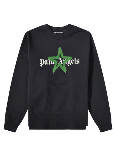 Villapaita Palm Angels Star Sprayed Logo Crewneck Musta | PMBA026C99FLE0081055