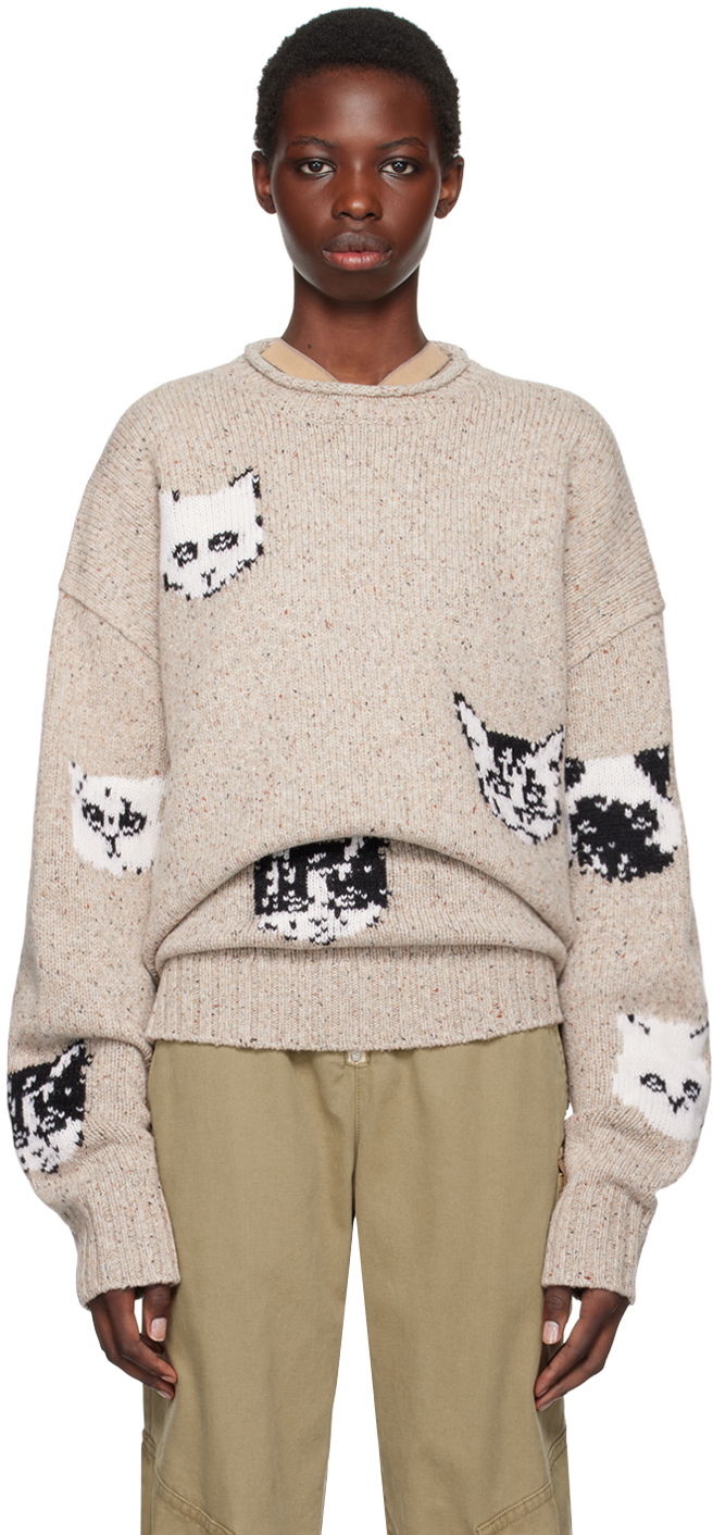 Villapaita Acne Studios Pattern Sweater Beige | C60096-