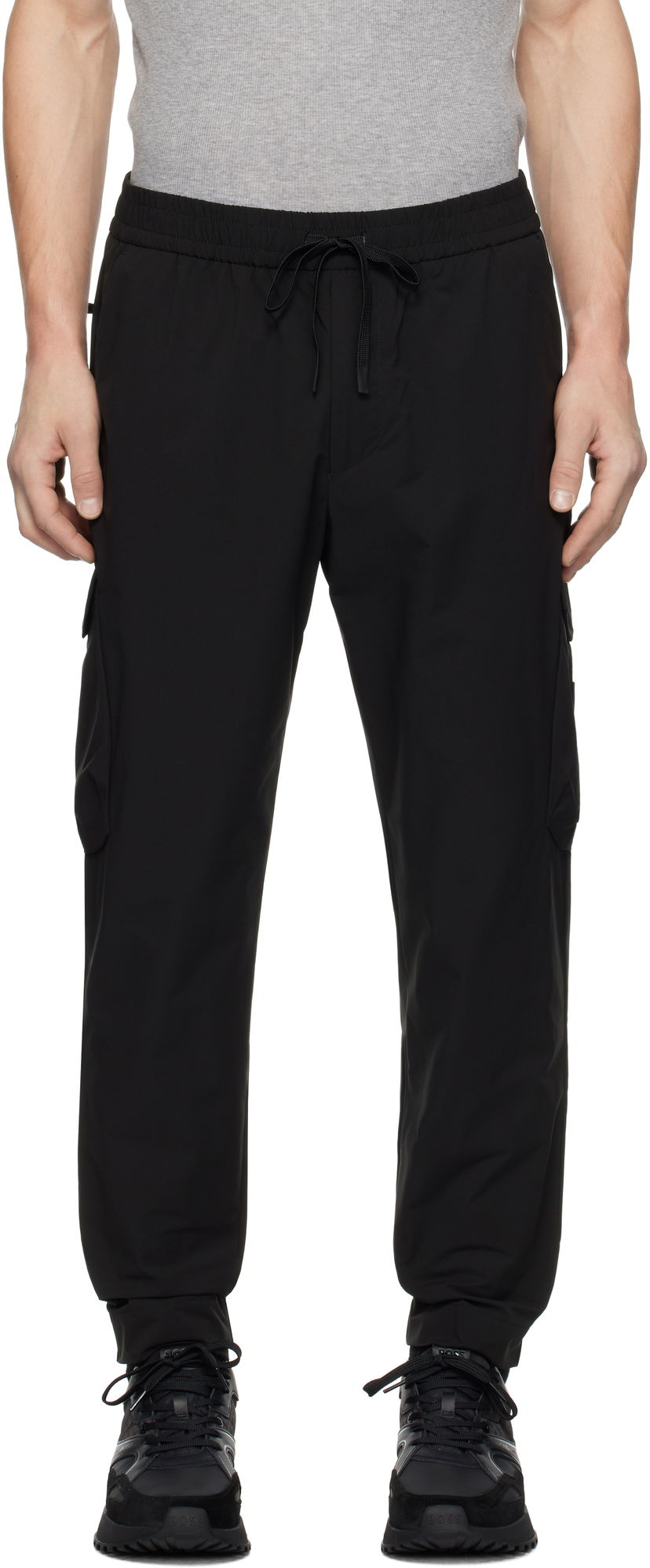 Cargo housut BOSS Tapered-Fit Cargo Pants Musta | 50508339