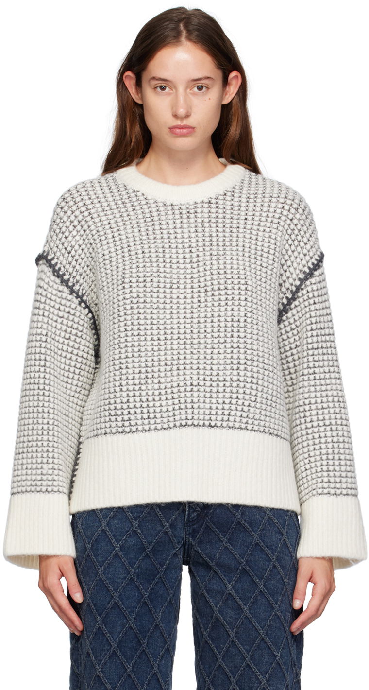 Villapaita rag & bone Katie Waffle Knit Sweater Valkoinen | WAS24F050SA50