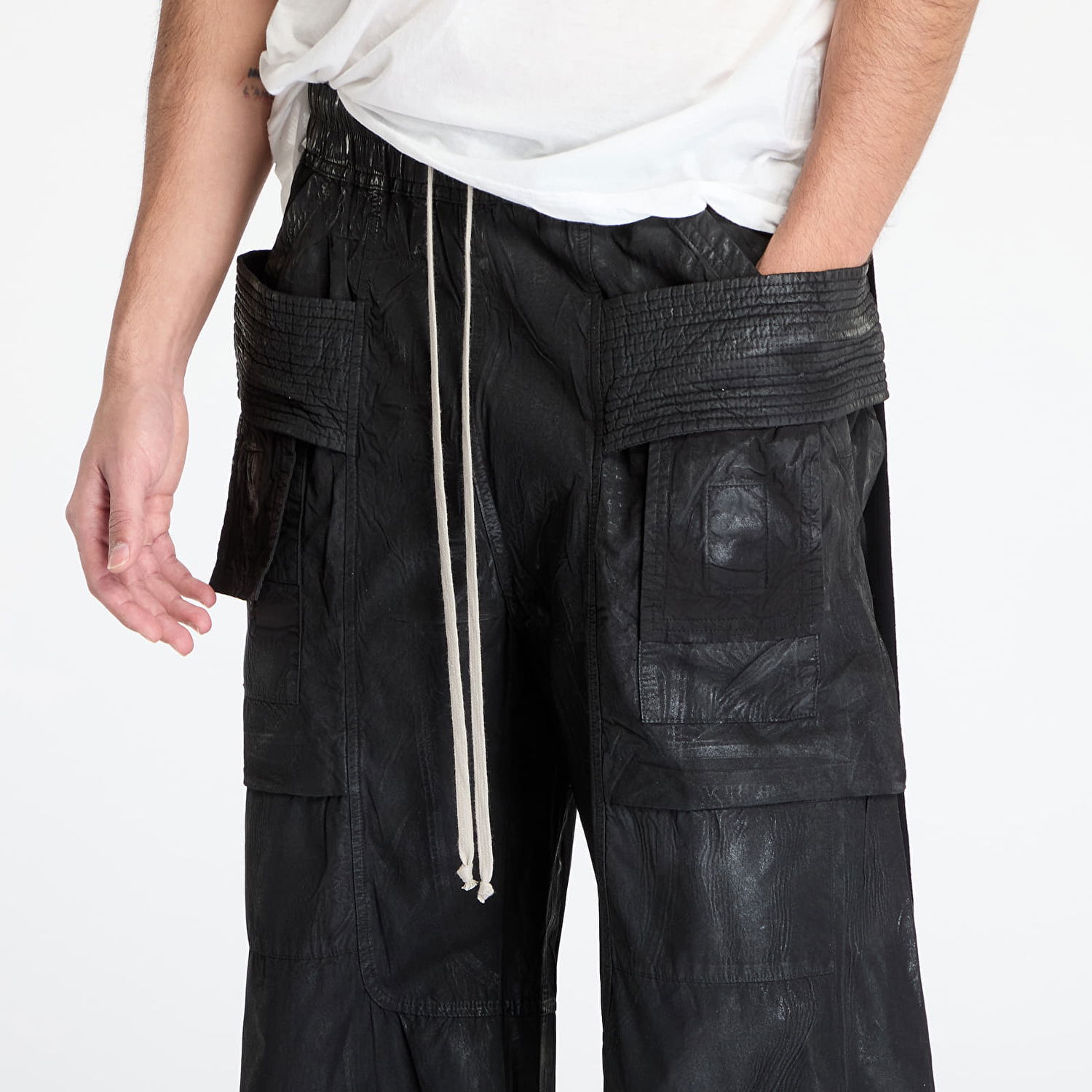 Cargo housut Rick Owens Rick Owens DRKSHDW Creatch Wide Cargo Drawstring Pants XL Musta | DU01E3394 PF 09, 1