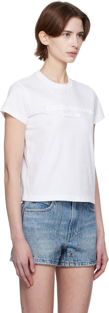 T-paita Alexander Wang Alexander Wang Distressed Logo Cropped T-Shirt Valkoinen | 1CC1251991, 1