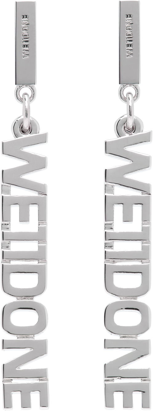 Korvakorut We11done Lettering Drop Earrings Metallinen | WD-AJ2-24-524-U-SV