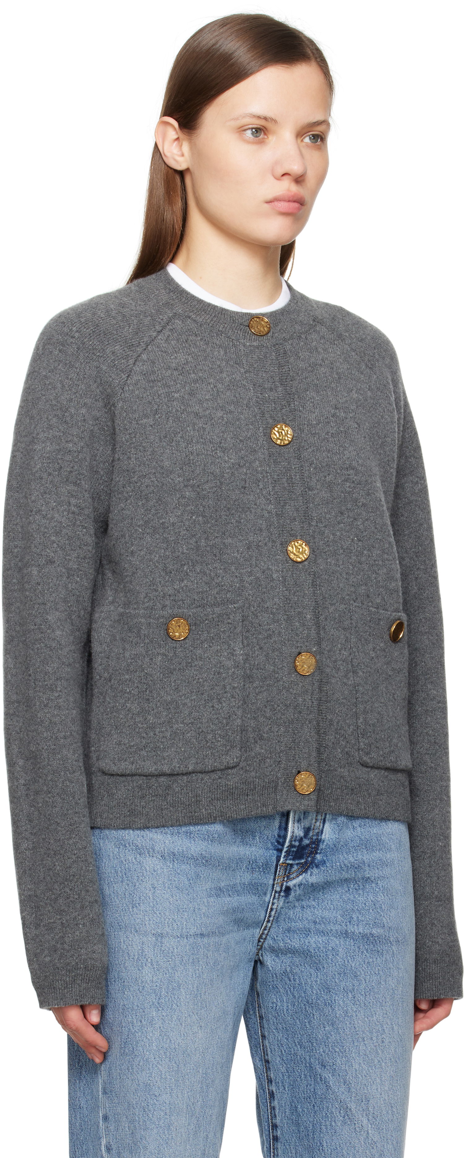 Villapaita TOTEME TOTEME Hammered Button Cardigan Harmaa | 251-WRT4357-YA0132, 1