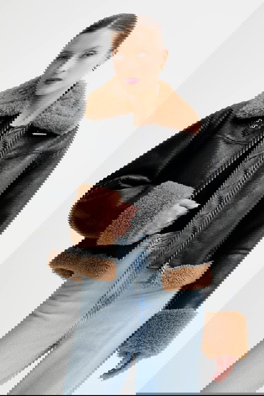 Takki STAND STUDIO Kia Transitional Oversize Faux Fur Jacket Musta | 66575.9412, 0