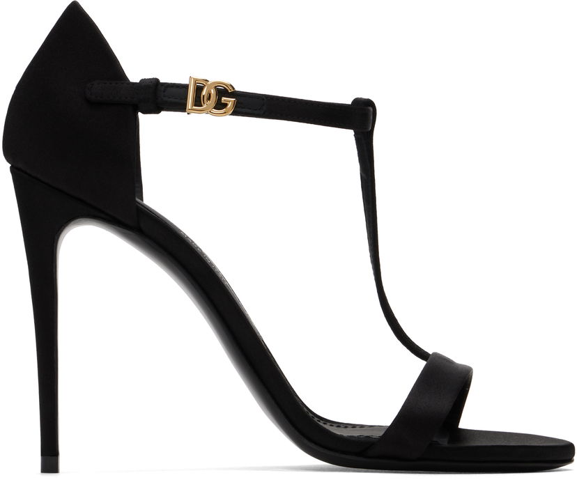 Tennarit ja kengät Dolce & Gabbana Satin T-Bar Heeled Sandals Musta | CR1766 A7630
