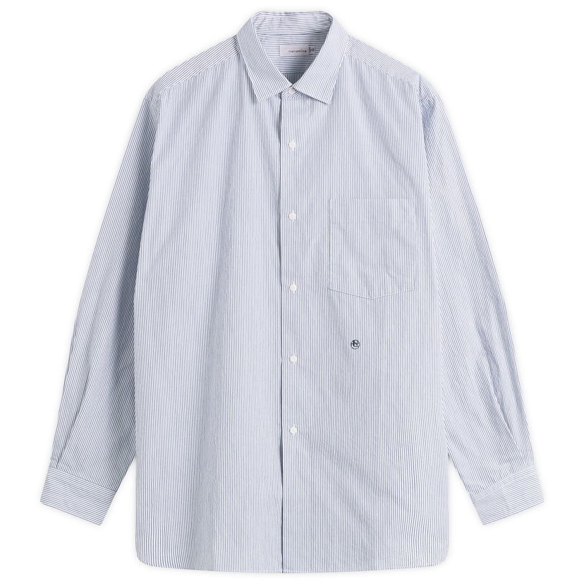 Paita NANAMICA Nanamica Regular Collar Stripe Wind Shirt, Size Small Sininen | SUGF362E-N
