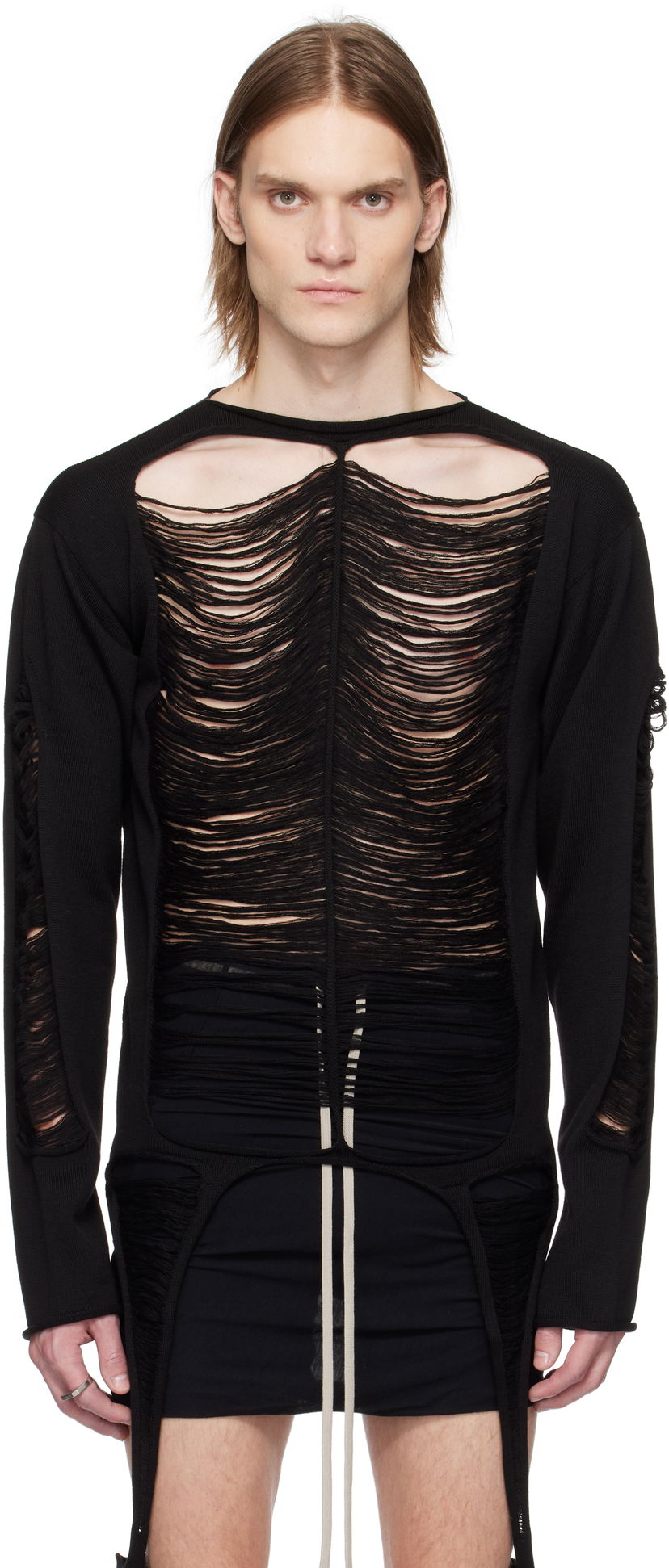 Villapaita Rick Owens Rick Owens Hollywood Long Sleeve Sweater Musta | RR01E5671 KGRIDM