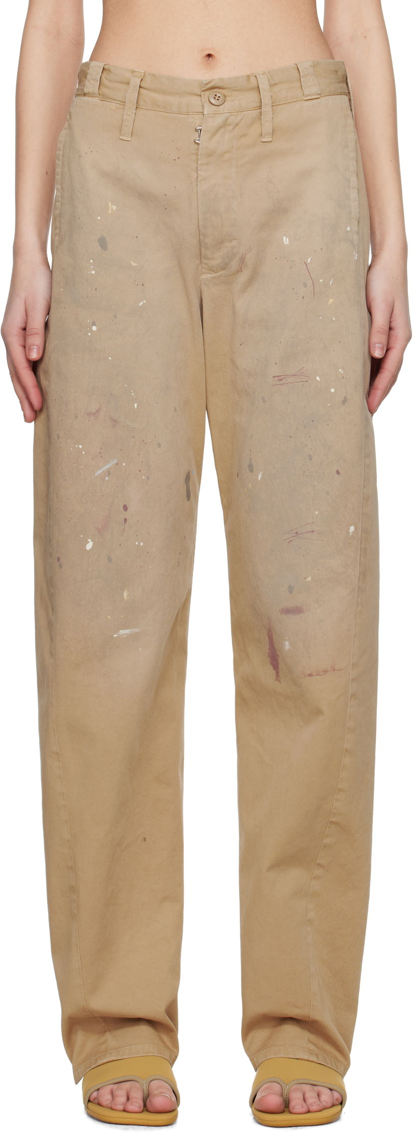 Cargo housut Maison Margiela MM6 Maison Margiela Tailored Painter Trousers Beige | S62KB0230 M35435