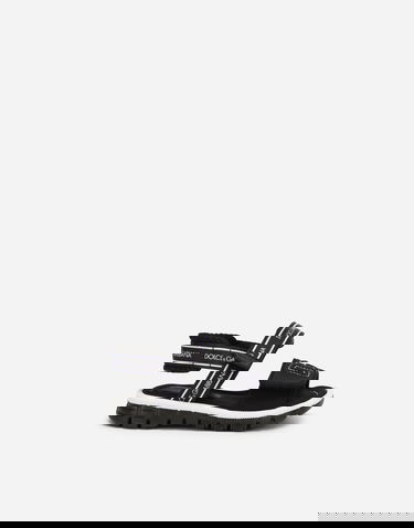 Tennarit ja kengät Dolce & Gabbana Technical Fabric Sandals With Dg Logo For First Steps (19-26) Musta | DL0068AY2338B939, 0