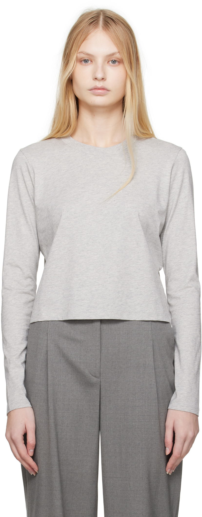 Crop top Loulou de Saison Loulou de Saison Masal Cropped Long Sleeve T-Shirt Harmaa | MASAL