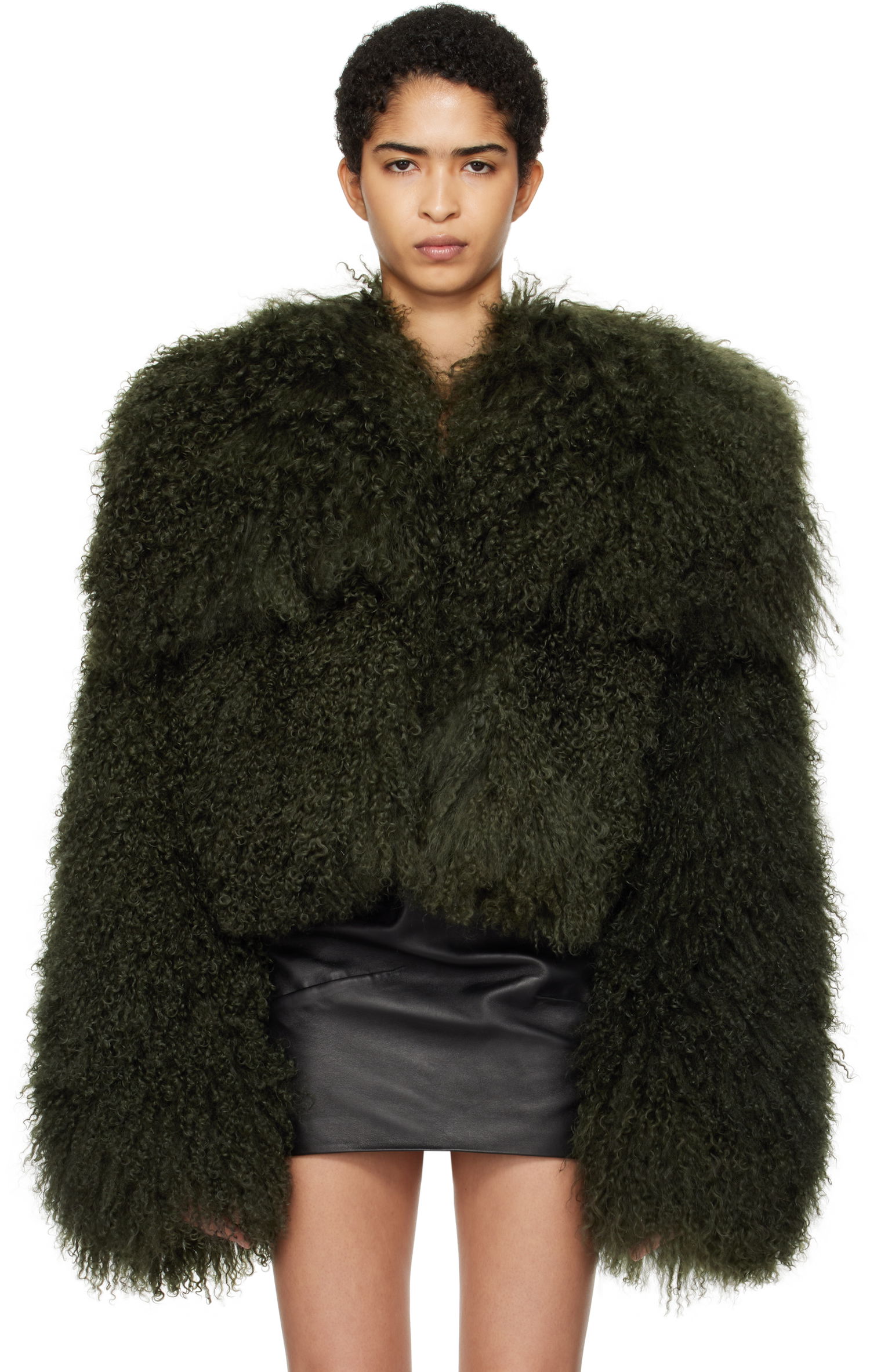 Takki The Attico Attico Cropped Shearling Jacket Vihreä | 250WCB00081 LBT044AA, 0
