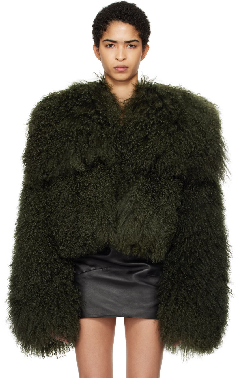 Takki The Attico Attico Cropped Shearling Jacket Vihreä | 250WCB00081 LBT044AA