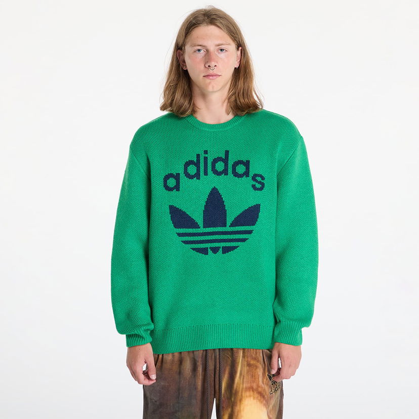 Villapaita adidas Originals Knit Crewneck Green/ Night Indigo Vihreä | JN5966