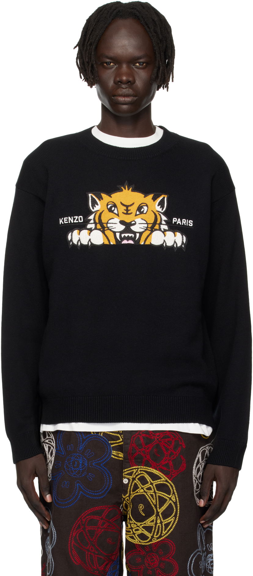 Villapaita KENZO Kenzo Paris 'KENZO Happy Tiger' Embroidered Sweater Musta | FF65PU7503LI