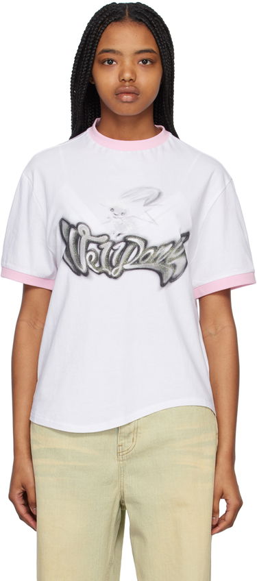 T-paita We11done We11done Crewneck T-Shirt with Rabbit Print Valkoinen | WD-TT1-23-736-U-PK, 0