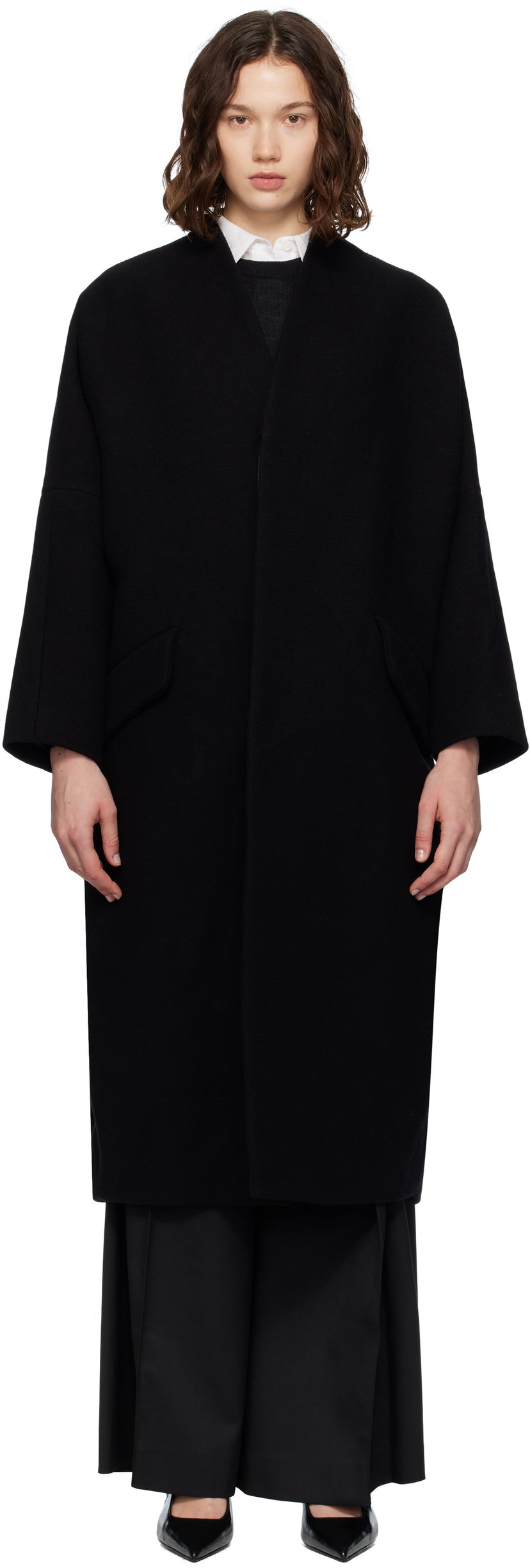 Takit Maison Margiela MM6 Maison Margiela Wool Felt Overcoat Musta | S52AA0192 M35469