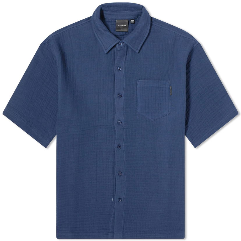 Poolopaita DAILY PAPER Enzi Seersucker Shirt Tummansininen | 2411134