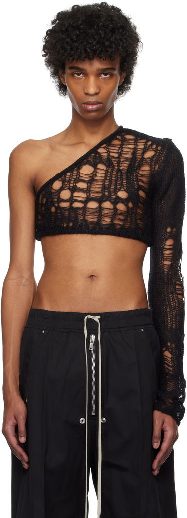 Villapaita Rick Owens Rick Owens Hollywood Spider Ziggy One-Shoulder Sweater Musta | RU01E5610 KNETMH, 0