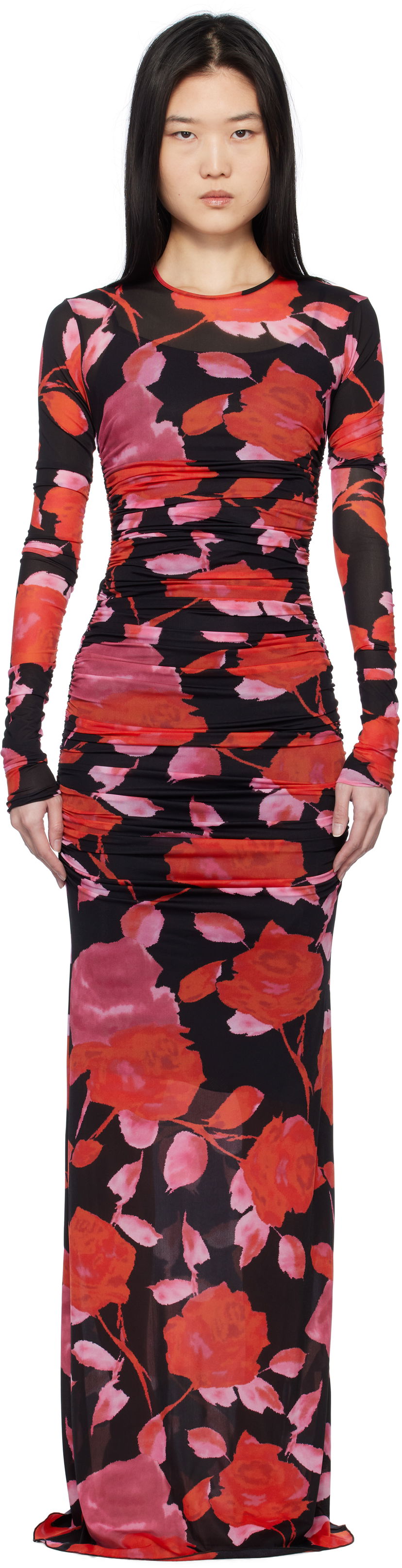 Mekko Blumarine Blumarine Floral Print Mesh Maxi Dress Monivärinen | P522A610A