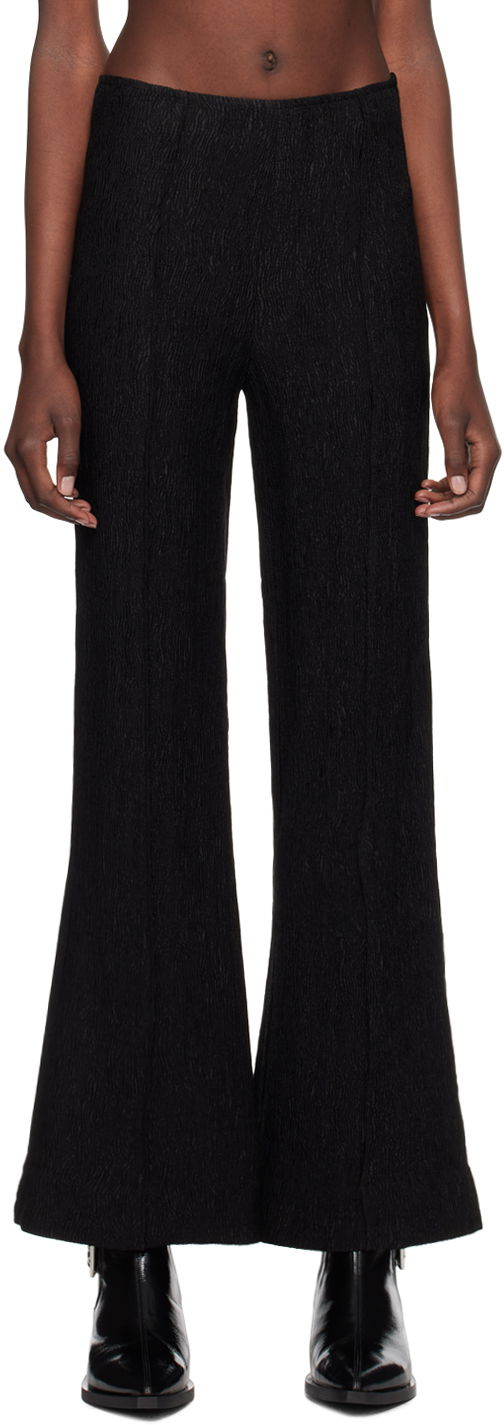 Housut GANNI Black Stretch Flared Trousers Musta | F9396