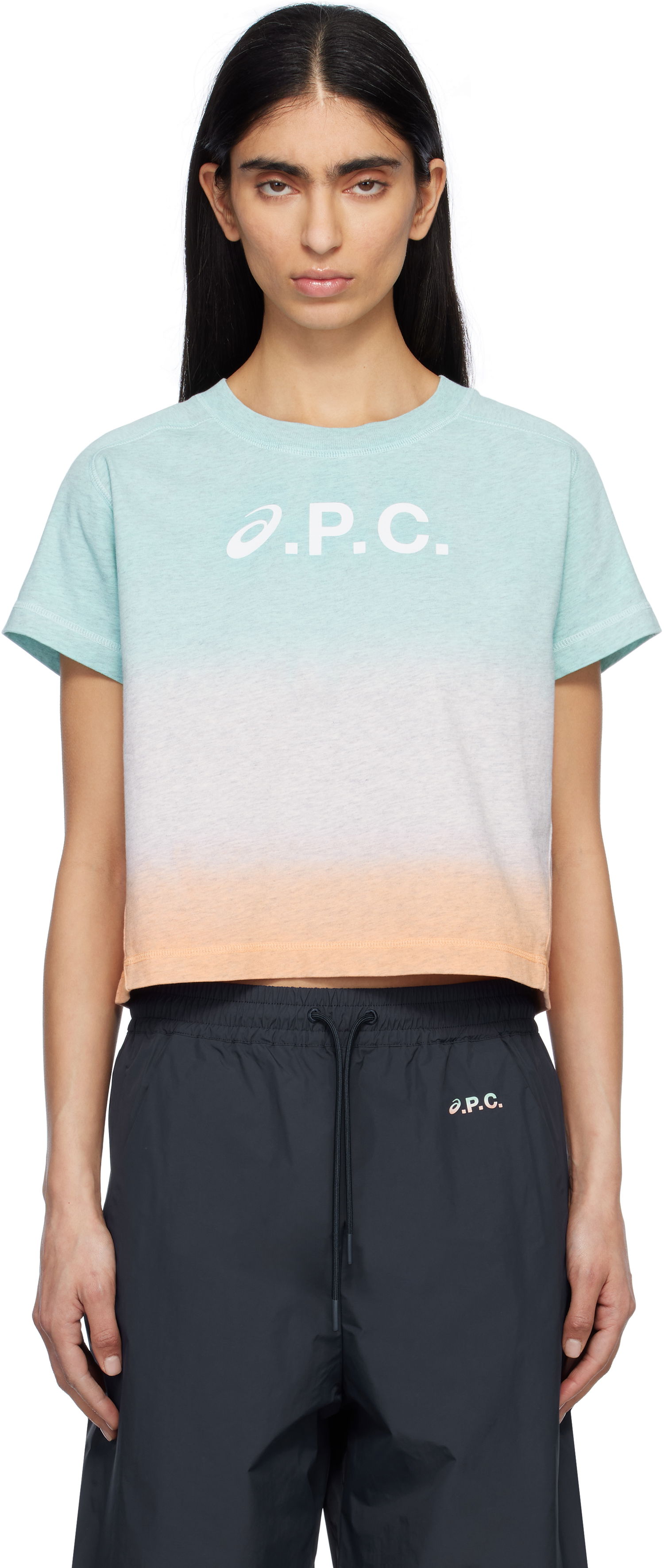 Crop top A.P.C. ASICS Edition Cloud Dip Dye Cropped T-Shirt by A.P.C. Turkoosi | COEAV-F26482, 0
