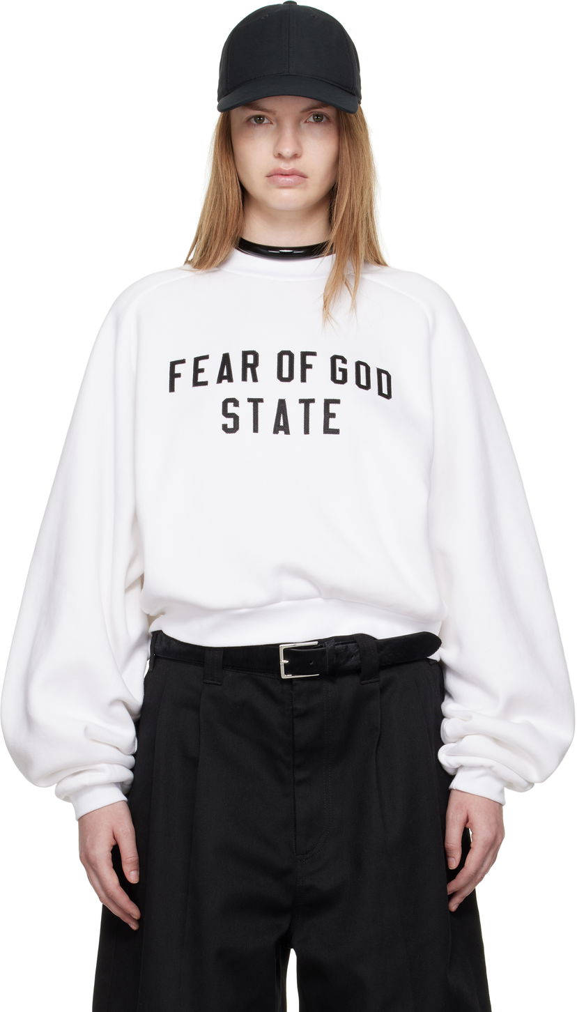 Huppari Fear of God Fear of God ESSENTIALS Fleece Raglan Crewneck Sweatshirt Valkoinen | 192SP257834FW