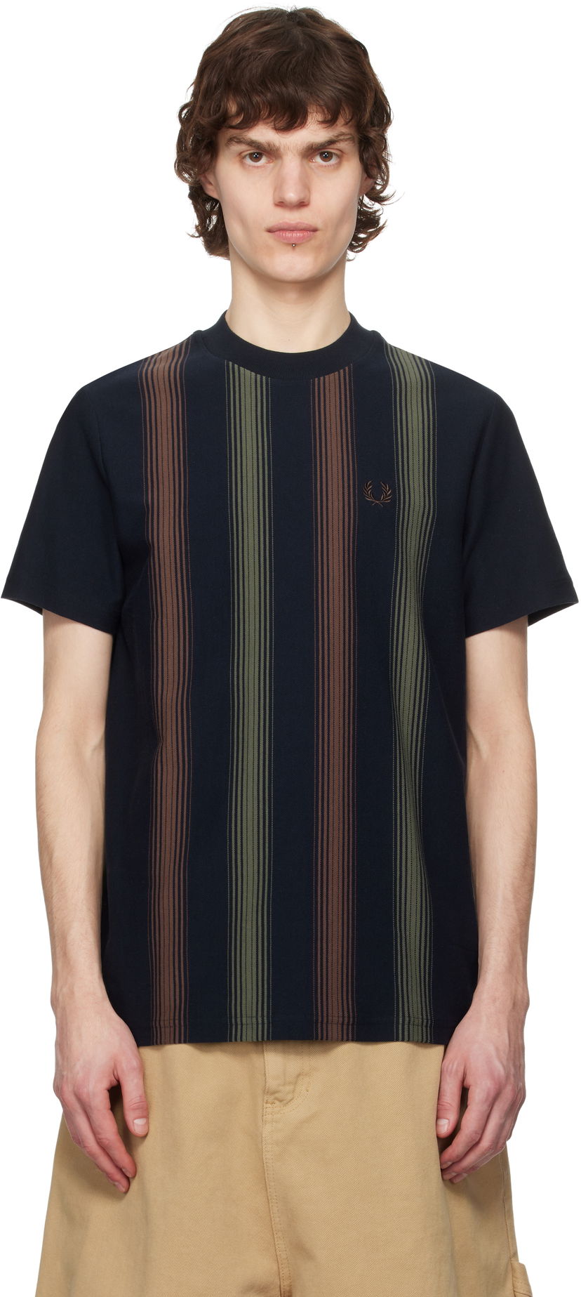 T-paita Fred Perry Fred Perry Striped T-Shirt Tummansininen | M8653