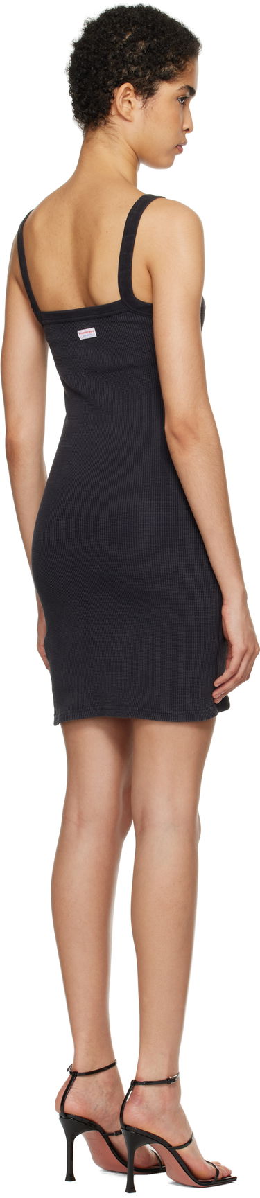 Mekko Alexander Wang Alexander Wang Waffle-Knit Stretch Cotton Mini Dress Musta | 8C4246605W, 2