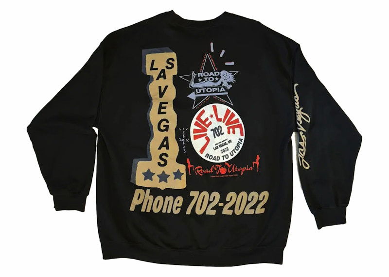 Huppari Cactus Jack by Travis Scott Travis Scott Road To Utopia Graphic Print Crewneck Musta | CJLV-CS10