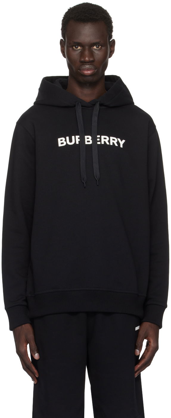 Huppari Burberry Logo Cotton Hoodie Musta | 8096363