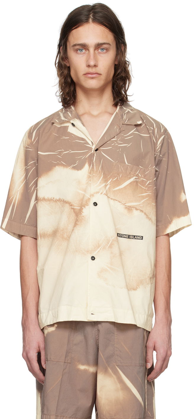 Paita Stone Island Brown Graphic Shirt Beige | 801512393