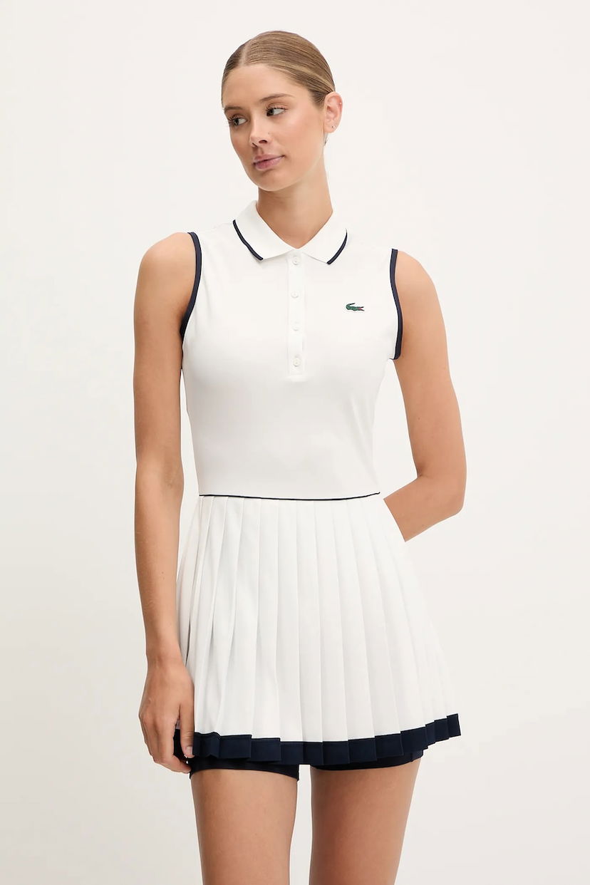 Mekko Lacoste Sleeveless Pleated Polo Mini Dress Valkoinen | EF8582