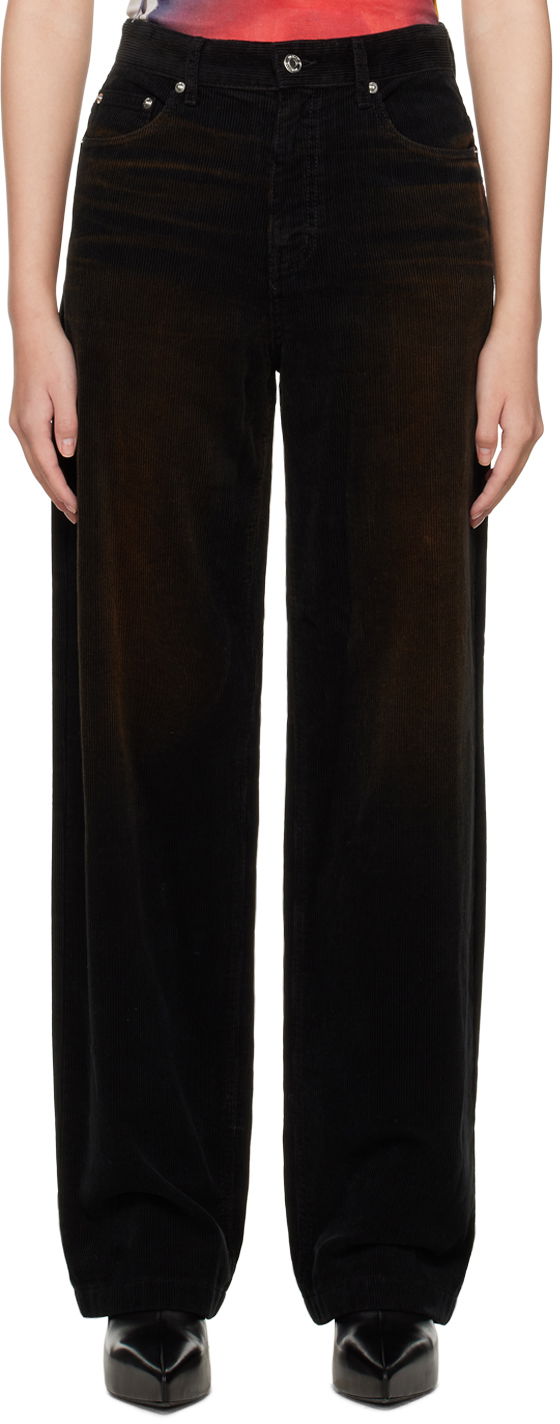 Jeans We11done Washed Wide-Leg Trousers Musta | WD-DP3-22-392-W-BK