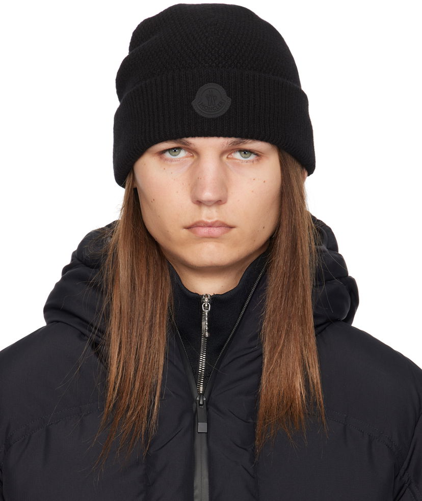 Pipo Moncler Black MB Wool Beanie Musta | J20913B00038M1242
