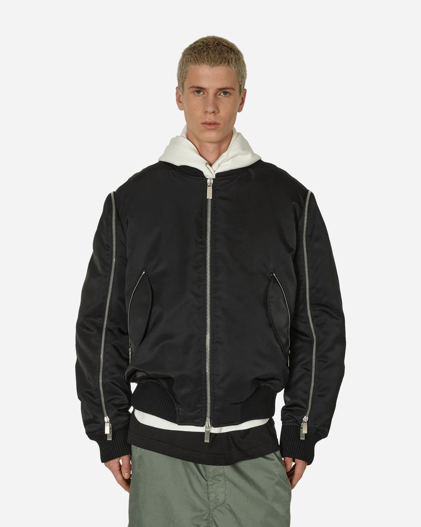 Bomber-takki Off-White Arrow Embroidered Zip Bomber Jacket Black Musta | OMEH052F23FAB001 1010