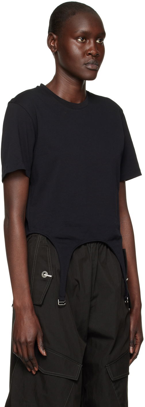 Crop top Dion Lee Garter Slim T-Shirt Musta | C3098R23, 1