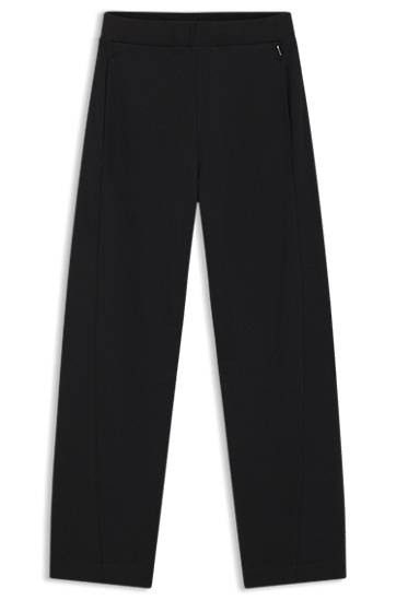 Verryttelyhousut BOSS Cotton-blend Wide-Leg Tracksuit Bottoms with Lustrous Piping Musta | 50551504