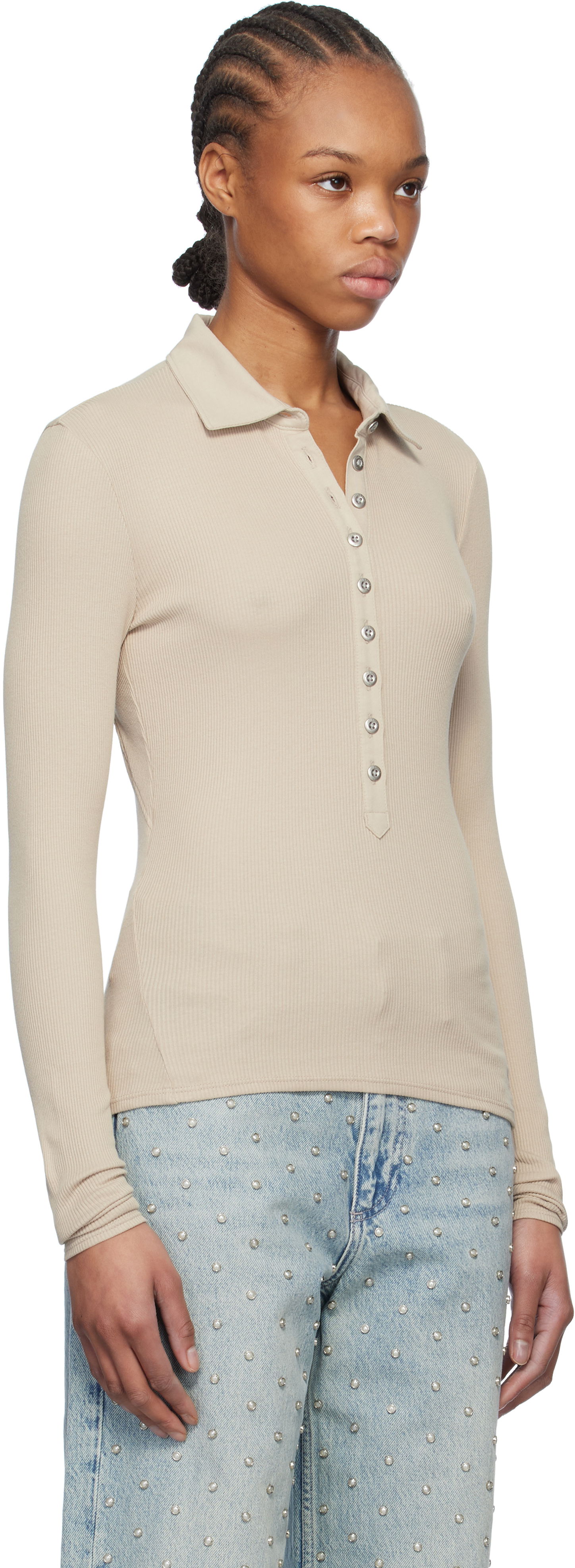 Poolopaita rag & bone rag & bone Essential Rib Button Polo Beige | WCC24HP021CA21, 1