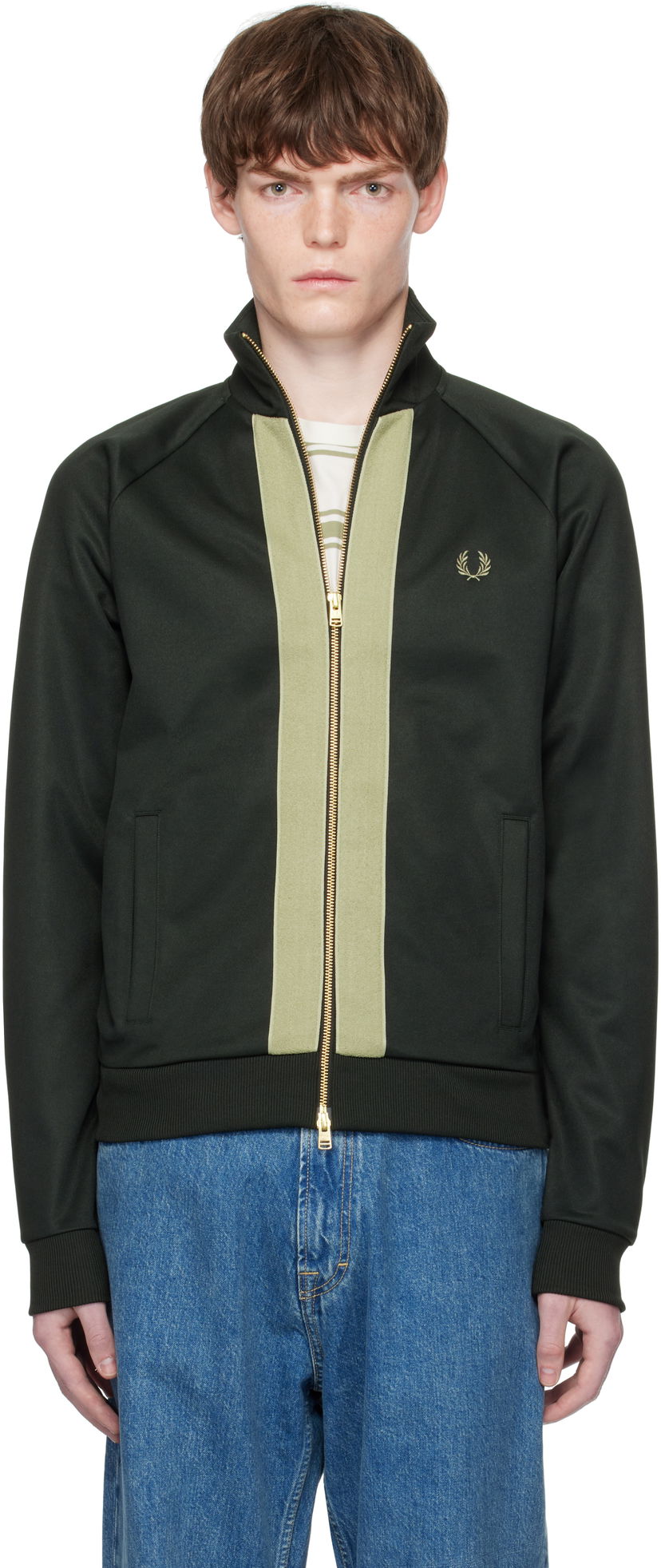 Takki Fred Perry Fred Perry Chenille Tape Track Jacket Vihreä | J9051