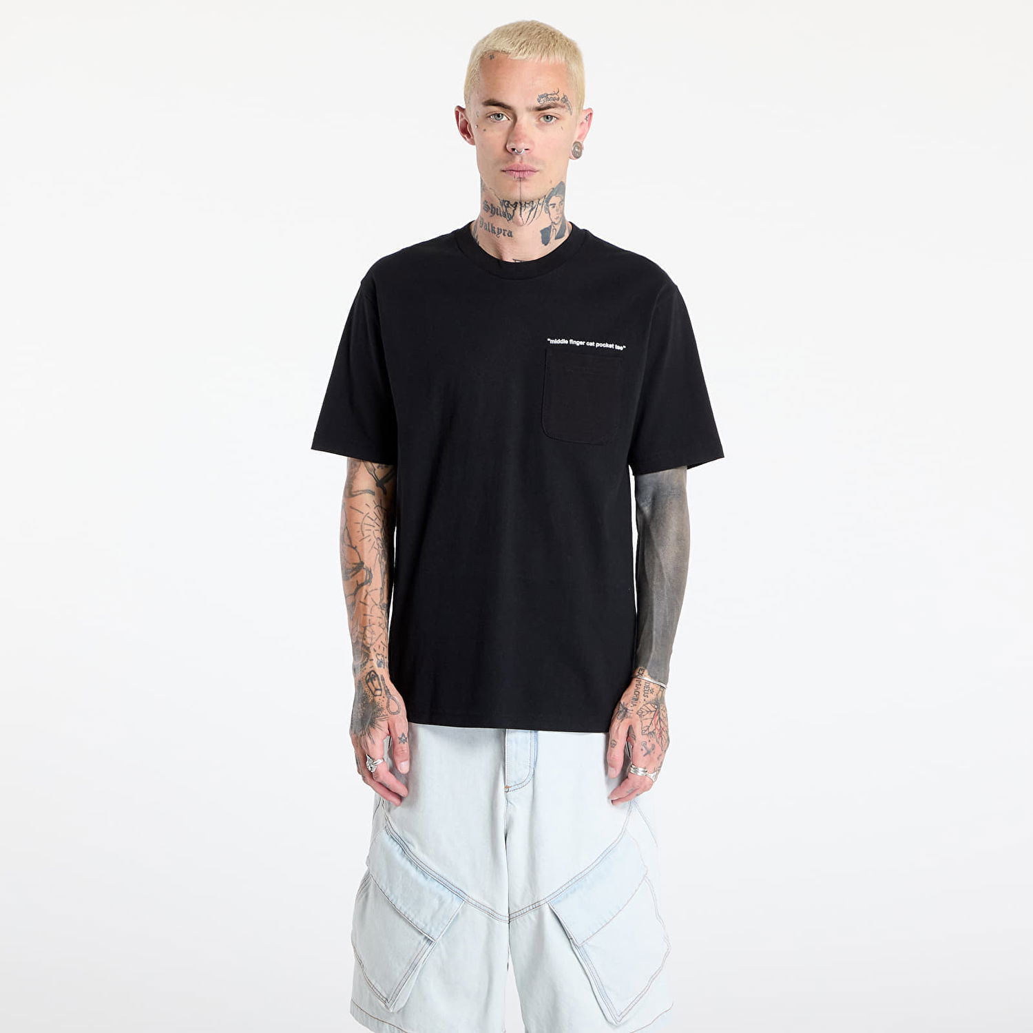 T-paita RIPNDIP RIPNDIP Middle Finger Cat Pocket T-Shirt Musta | RNDSUM25139, 0