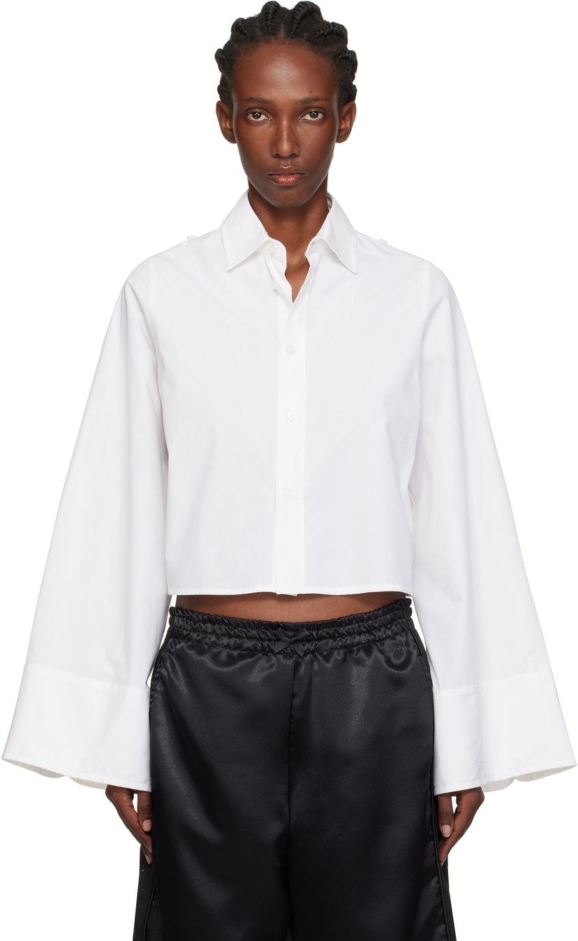 Paita Maison Margiela MM6 Maison Margiela Cotton Cropped Shirt Valkoinen | S52DT0044 M35480