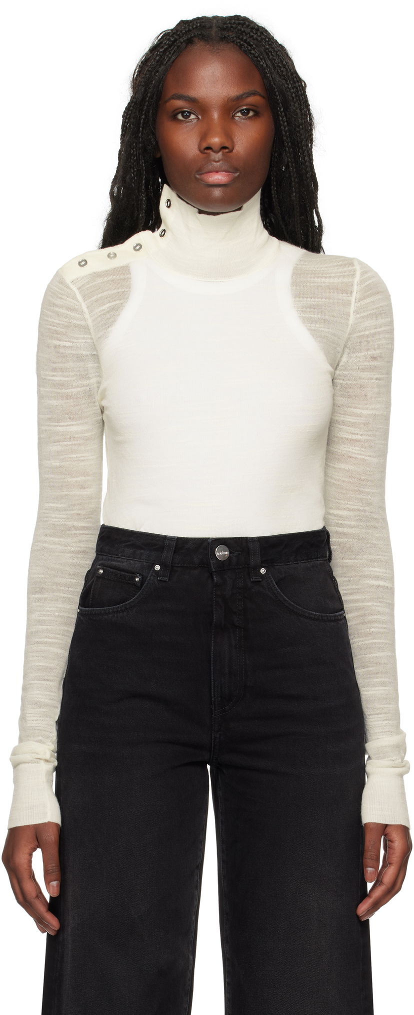 Villapaita TOTEME TOTEME Slub Knit Turtleneck Top Valkoinen | 244-WRT0366-YA0100