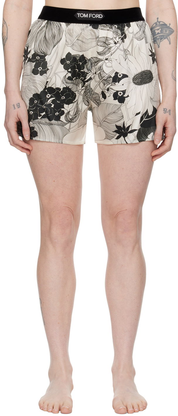 Shortsit Tom Ford Floral Print Shorts Beige | SH0021-FAP220