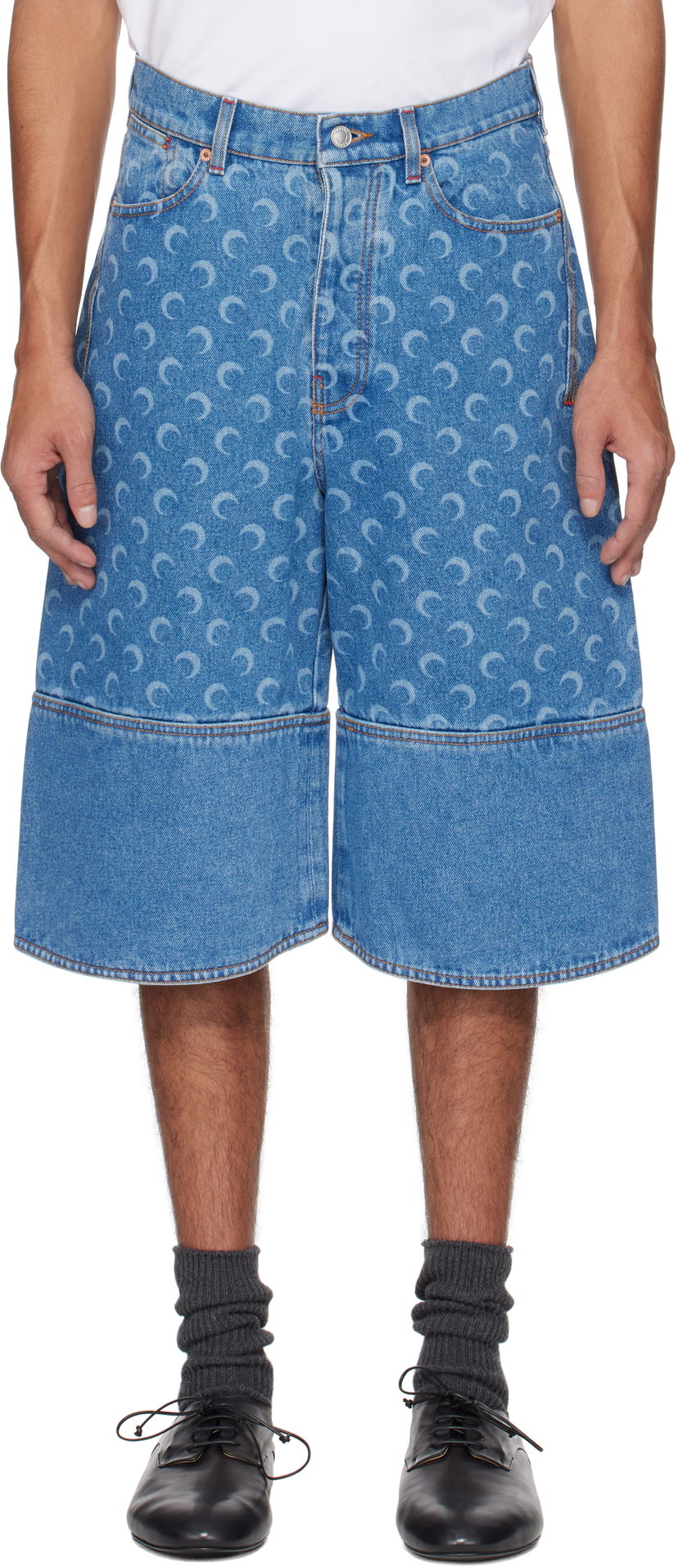 Shortsit Marine Serre Marine Serre Moon Laser Denim Shorts Sininen | USH004A CDEN0002