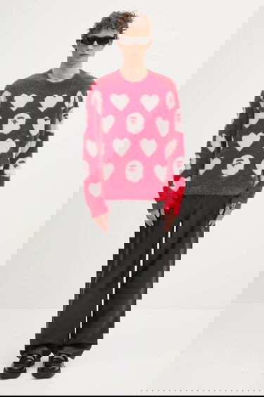 Villapaita BAPE A Bathing Ape I Love Bape Monogram Fuzzy Sweater Punainen | 1K80220006, 8