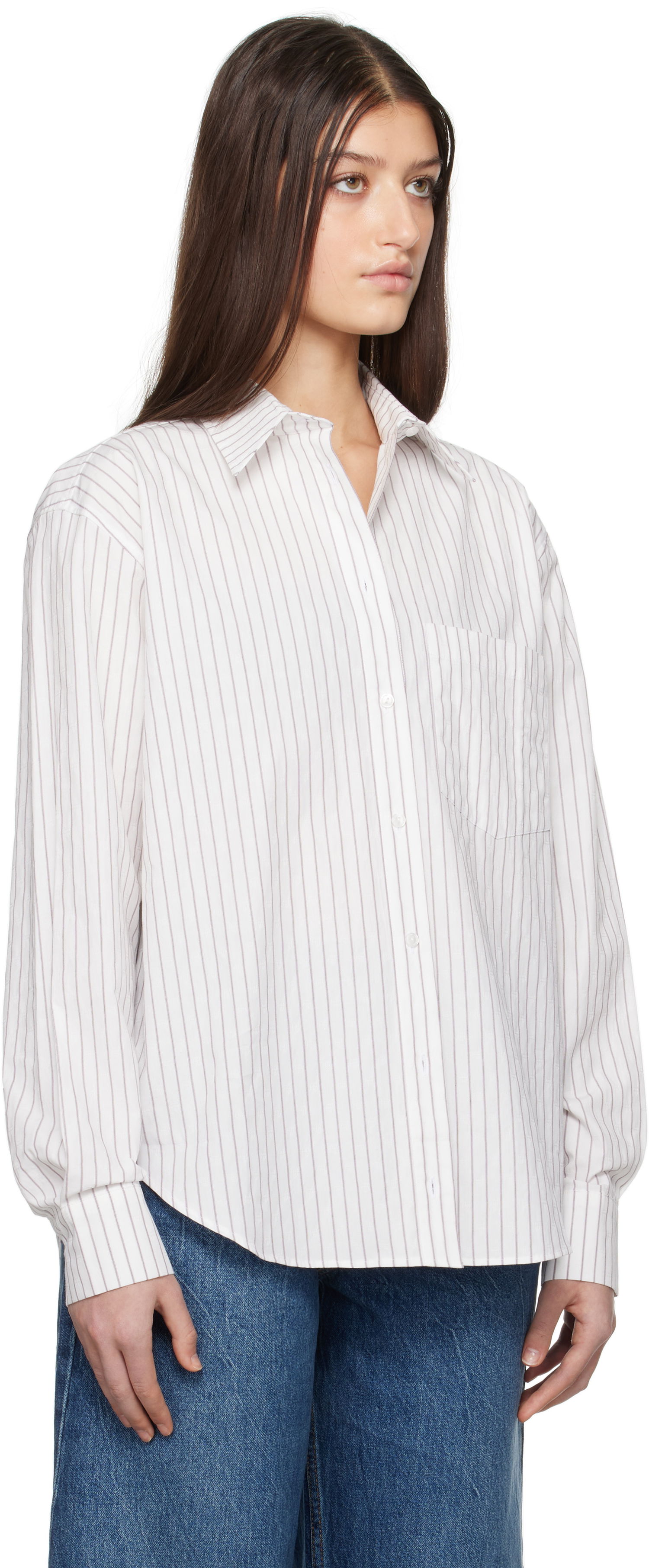 Paita Anine Bing ANINE BING Braxton Striped Button-Down Shirt Valkoinen | A-07-10842-MTL41, 1