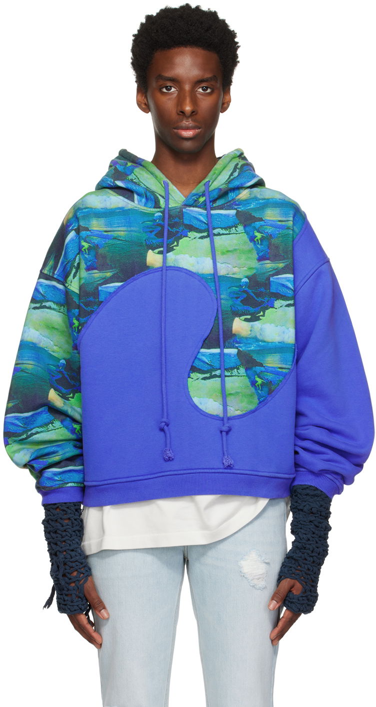 Huppari ERL Paneled Graphic Hoodie Sininen | ERL06T038