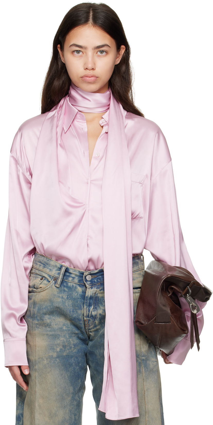 Paita Acne Studios Acne Studios Layered Satin Blouse Vaaleanpunainen | AC0772-