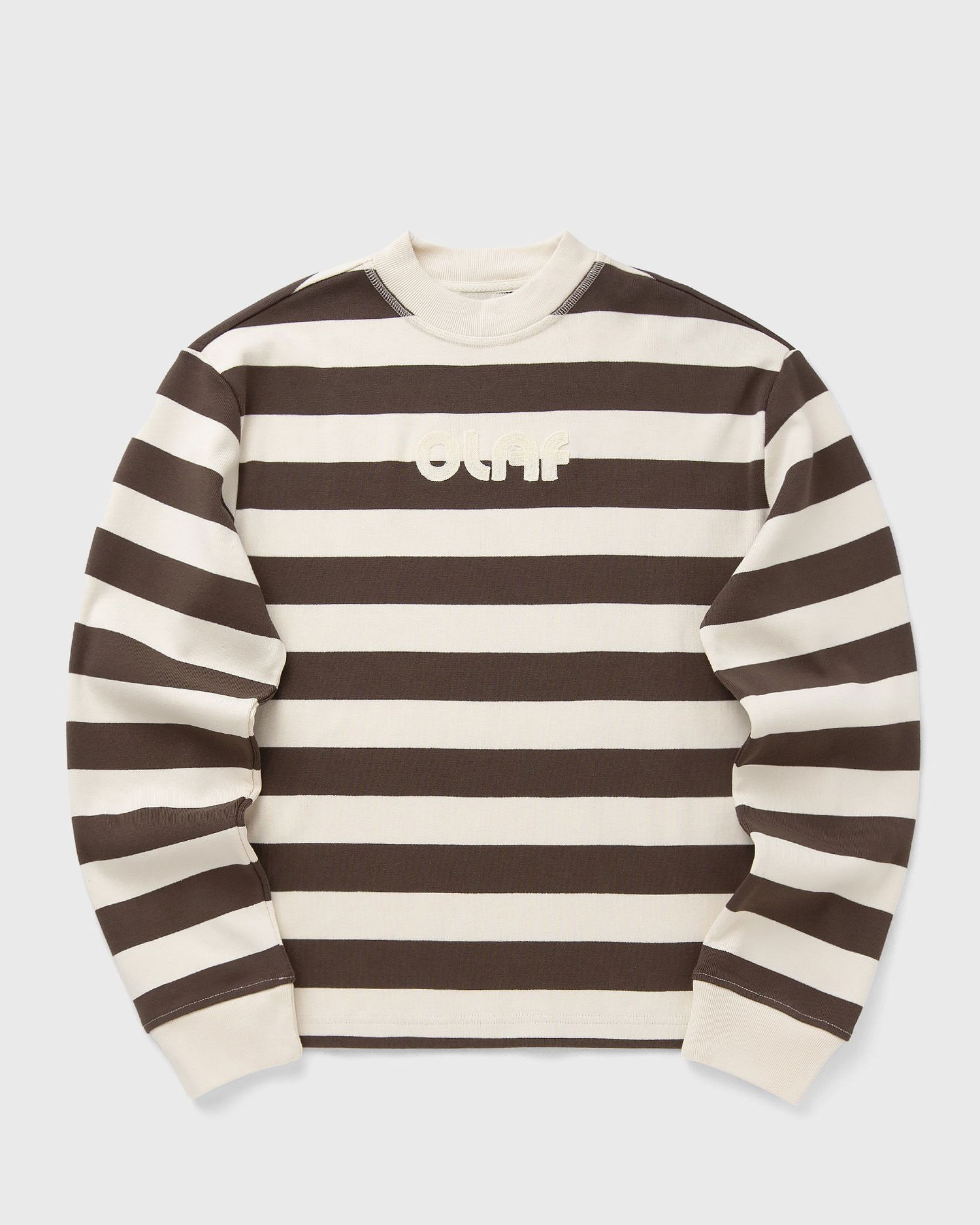 Huppari ØLÅF Striped Rib Retro Logo Sweatshirt Ruskea | W220106-HOTFUDGE-OFF-WHITE, 1